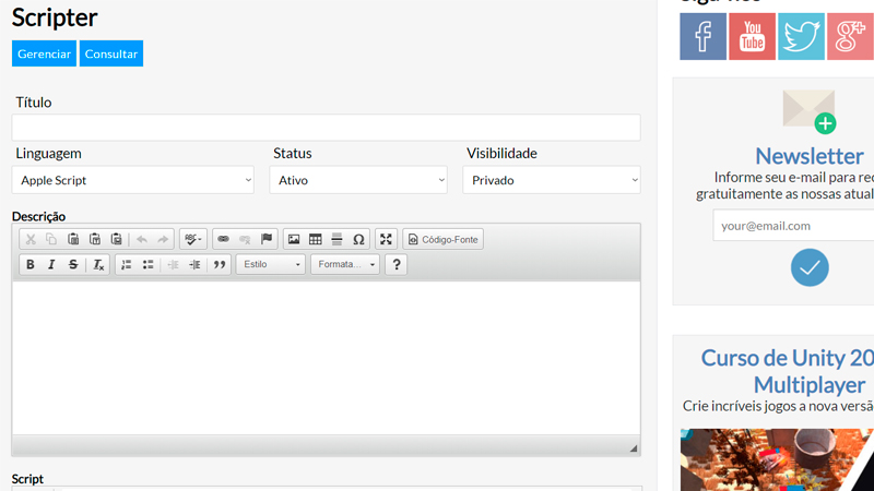 Criar novo script